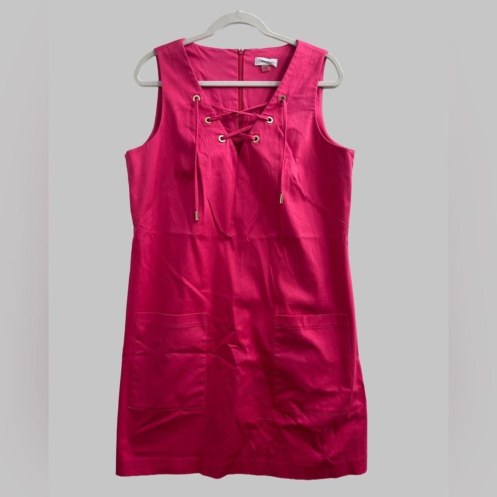 Calvin Klein Fuchsia Lace-Up Mini Dress
